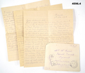 Letter and envelope written from France