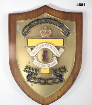 50th Anniversary plaque seige of Tobruk 1941