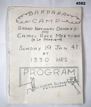 Racing Program, Sunday 19 Jan 1941, Middle East AIF.