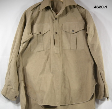 Light khaki military issue shirt