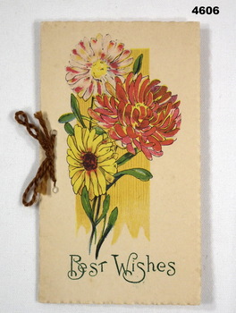 Hand painted Christmas card with wool tie.