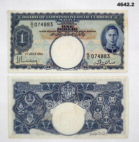 Two One Dollar Malayan currency notes