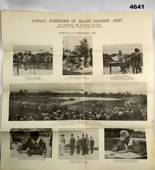 Document with photos of Japanese surrender