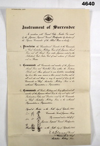 Document in English/Japanese re Japanese surrender