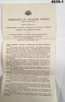 Two documents relating to the Japanese surrender