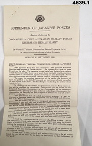Two documents relating to the Japanese surrender