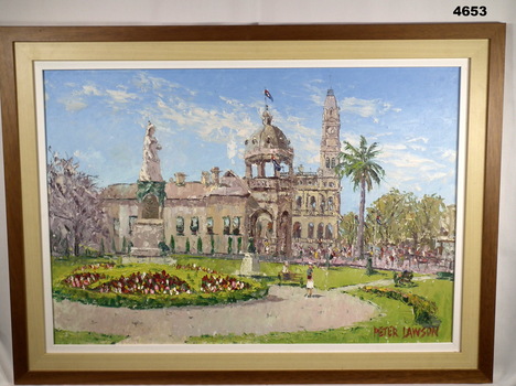 Framed oil painting of Museum building.