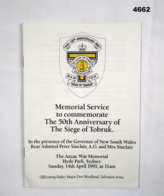 Tobruk Memorial Service for 1991.