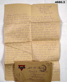 Letter and YMCA envelope sent from Belgium WW1