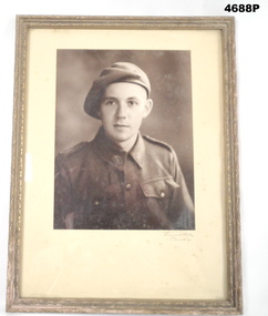 Sepia tone portrait photograph framed