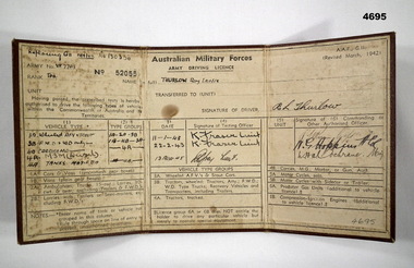 Folding Drivers licence Military WW2