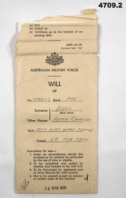 Military Will relating to Peter Ball 1970