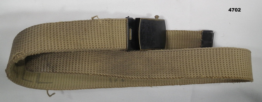 Khaki webbing belt for Polyester trousers.