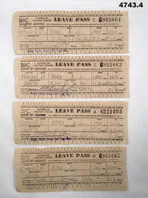 Leave passes issued during WW2
