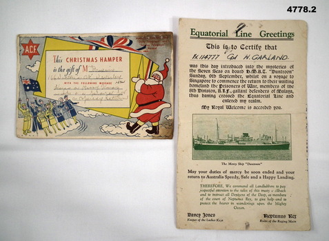 2. Crossing Equator Certificate.
