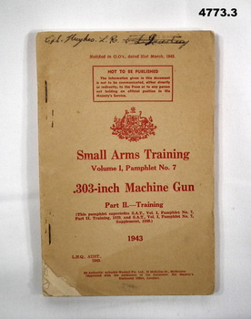 Small Arms Training -.303 Machine Gun