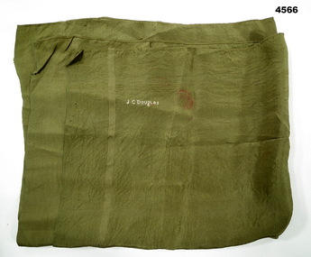 Khaki silk handkerchief belonging to Major J C Douglas, 10th Battalion, Yorkshire Regiment WW1. 