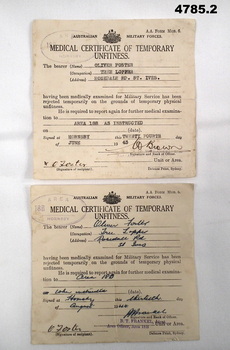 Two documents relating to temporary unfitness.