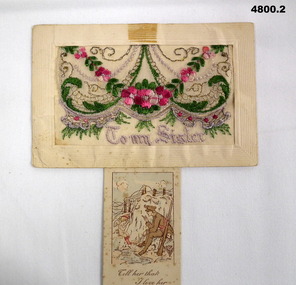 Embroidered Post card, coloured cottons.