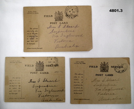 Army postcards with simple message.