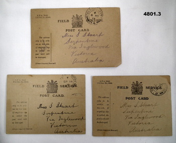 Army postcards with simple message.