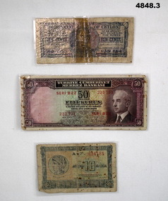 Three currency notes souvenired during WW2