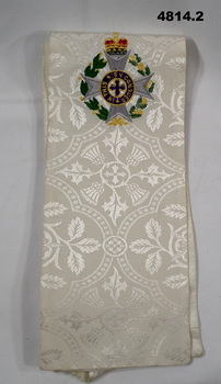 White stole from a set of four religious stoles consisting of the colours, purple, white, green and red which represent four liturgical seasons.