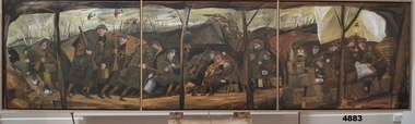 WW1 painting showing 3 areas in a series