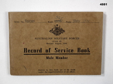 Record of Service book AAB 83 1944