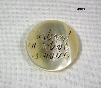 Mother of Pearl engraved badge