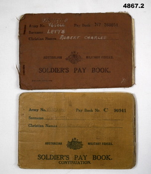 Two Soldier's Pay Books WW2.