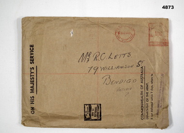 OHMS - Brown Envelope. Dept of Army