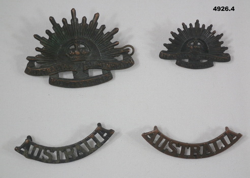 Rising sun & Australia badges WW2