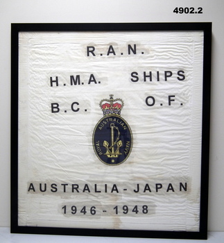 Framed BCOF Banners RAN Japan 1946 - 1948.