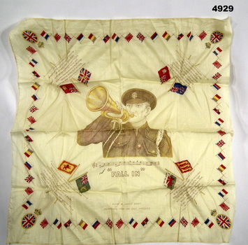 Cloth poster with patriotic encouragements.