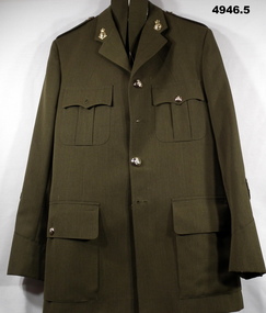 Army Dress Uniform with jacket, belt, tie and two sets of trousers.