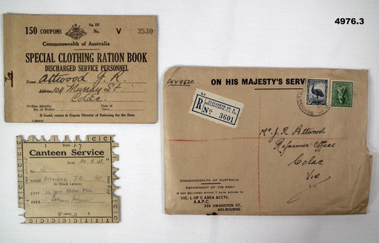 SPECIAL CLOTHING RATION BOOK WW2