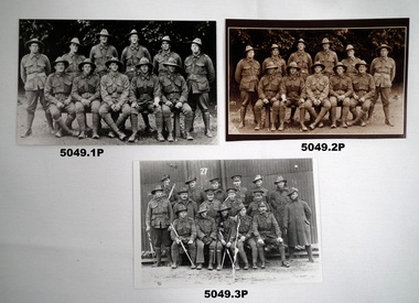 Three group photos of the 38th Battalion.