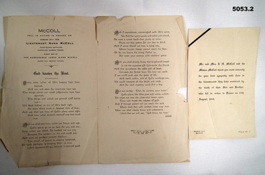 Mixed media - REMEMBRANCE NOTICES 38th BN, Post 12.8.1918