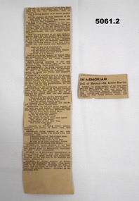 Newspaper cuttings relating to the 38th Bn AIF WW1