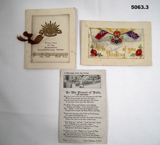 Three differant styles of Post cards WW1