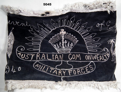 Souvenir Embroidered Velvet banner for Australian Commonwealth Military Forces.