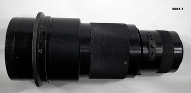 Black metal and glass camera lens.