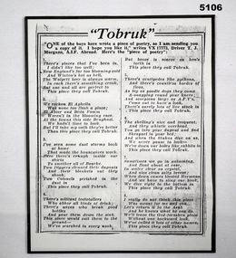 Literary work - POEM, TOBRUK, C.1941