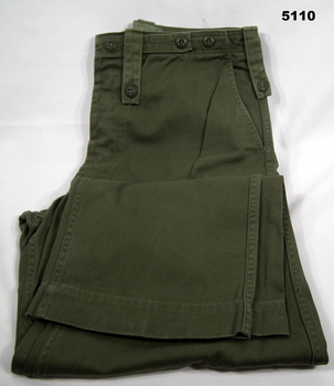 Green Army issue work trousers.