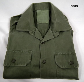 Green Australian Army long sleeved work dress shirt.
