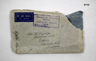 Air Mail Envelope addressed to Miss M Phillips.