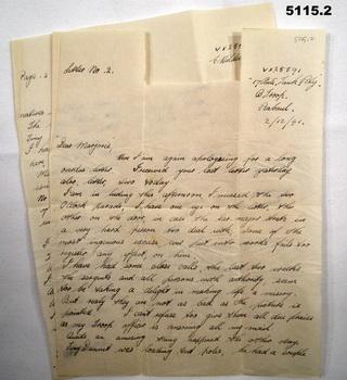 Three letters home - Soldier to girlfriend.