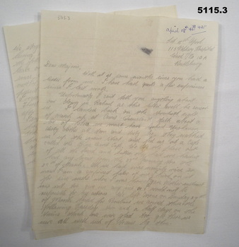 Three letters home - Soldier to girlfriend.