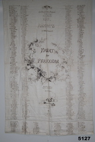 Banner with hand written names on WW1